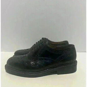 Oxford Shoes Size 8 Pierre Cardin  Tuxedo Brogues Black Leather